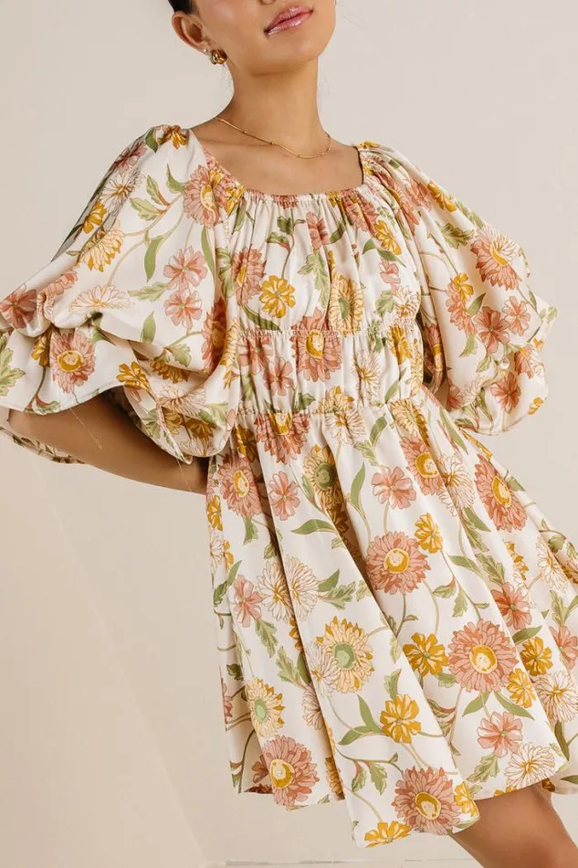 Bohme Dresses Mariella Floral Mini Dress Ivory 8211 Women