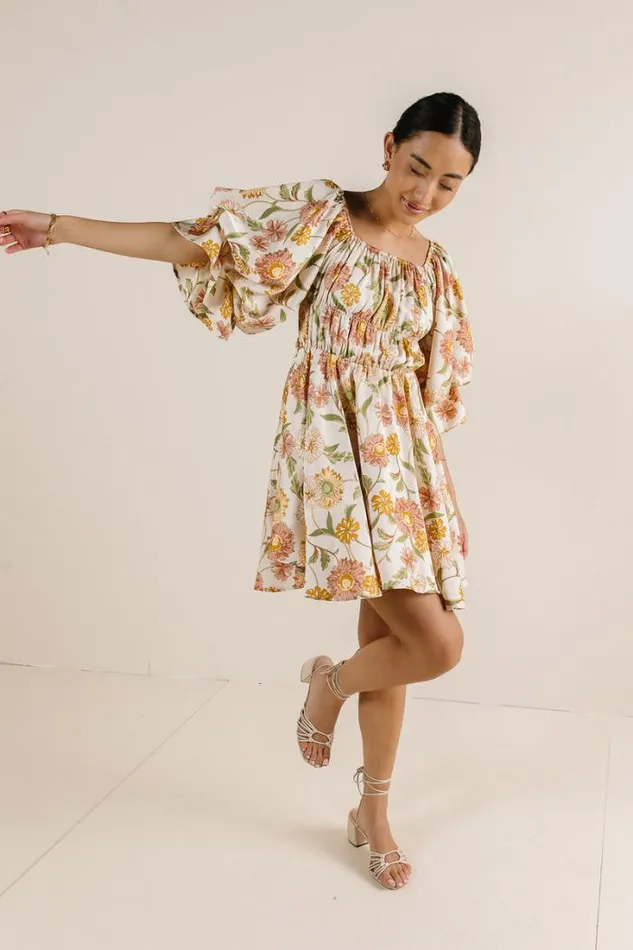 Bohme Dresses Mariella Floral Mini Dress Ivory 8211 Women