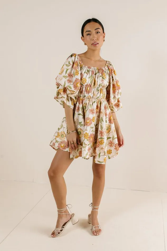 Bohme Dresses Mariella Floral Mini Dress Ivory 8211 Women