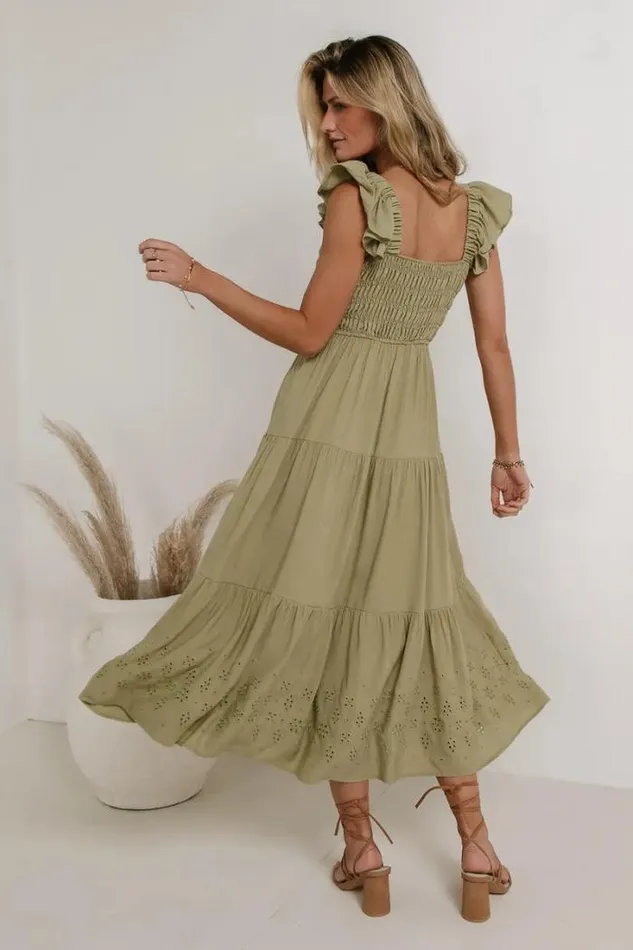 Bohme Dresses Maxton Midi Dress In Olive Olive 8211 Women Bohme Dresses Maxton Midi Dress In Olive Olive 8211 Women