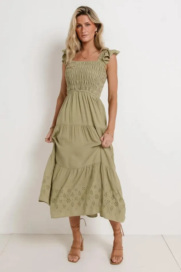 Bohme Dresses Maxton Midi Dress In Olive Olive 8211 Women Bohme Dresses Maxton Midi Dress In Olive Olive 8211 Women