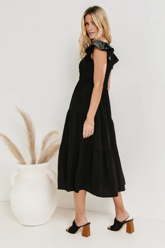 Bohme Dresses Rain Smocked Midi Dress In Black Black 8211 Women Bohme Dresses Rain Smocked Midi Dress In Black Black 8211 Women