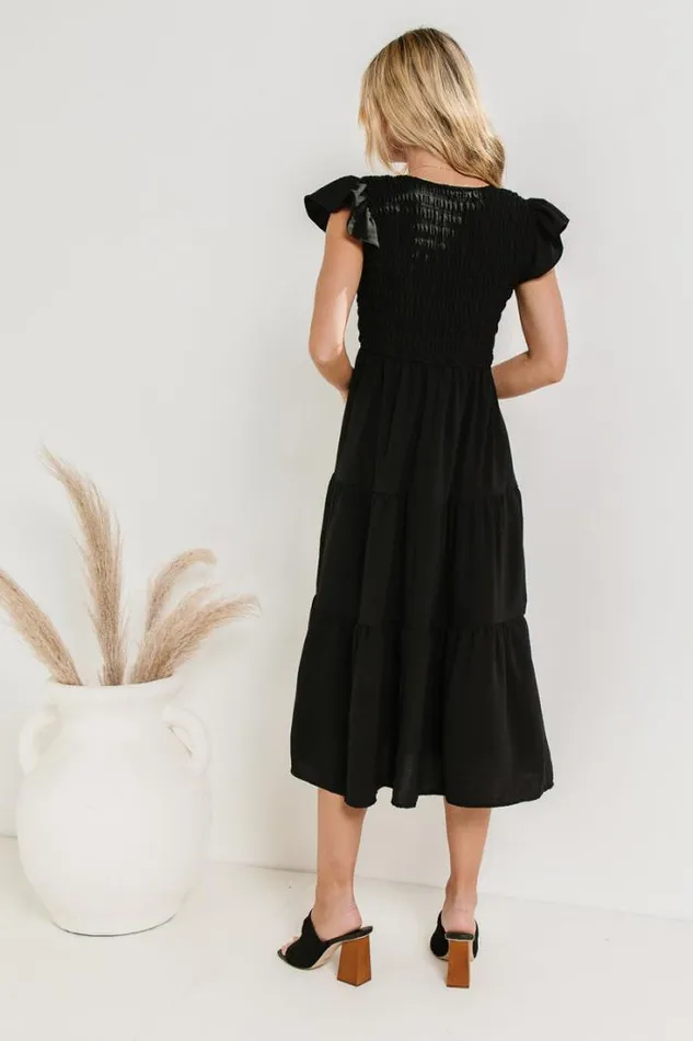 Bohme Dresses Rain Smocked Midi Dress In Black Black 8211 Women Bohme Dresses Rain Smocked Midi Dress In Black Black 8211 Women