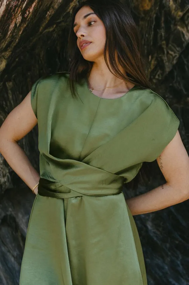 Bohme Dresses Rosalind Midi Dress In Moss Moss 8211 Women