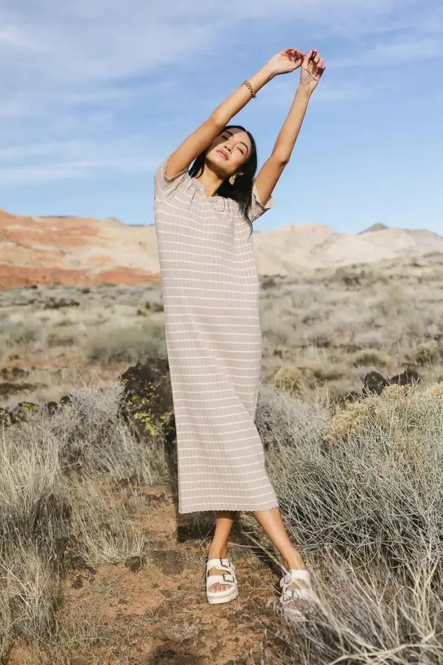 Bohme Dresses Striped Ribbed Sweater Dress Taupe 8211 Women Bohme Dresses Striped Ribbed Sweater Dress Taupe 8211 Women