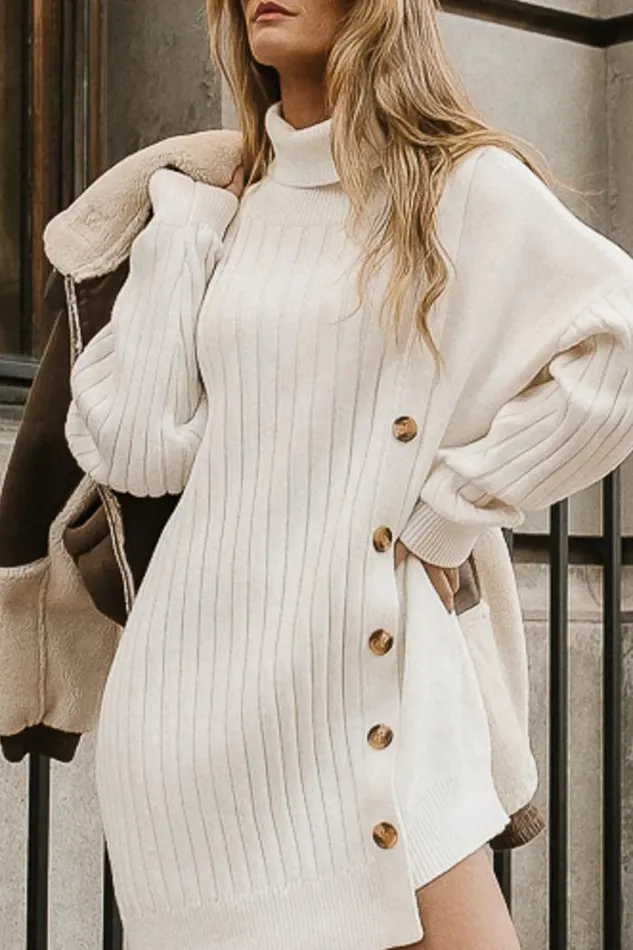 Bohme Dresses Turtleneck Sweater Dress Cream 8211 Women