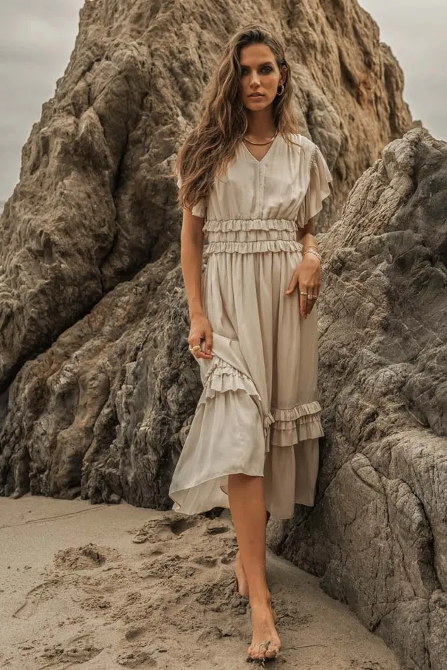 Bohme Dresses Willa Ruffle Dress In Ivory Ivory 8211 Women