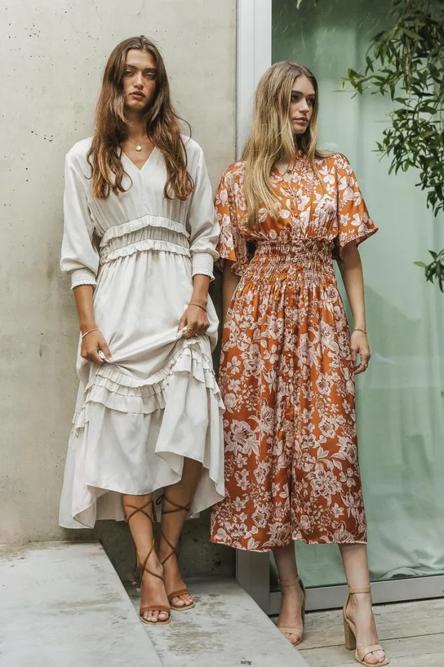 Bohme Dresses Willa Sleeved Ruffle Dress In Ivory Ivory 8211 Women