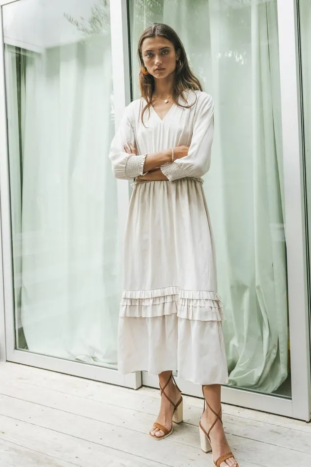 Bohme Dresses Willa Sleeved Ruffle Dress In Ivory Ivory 8211 Women Bohme Dresses Willa Sleeved Ruffle Dress In Ivory Ivory 8211 Women