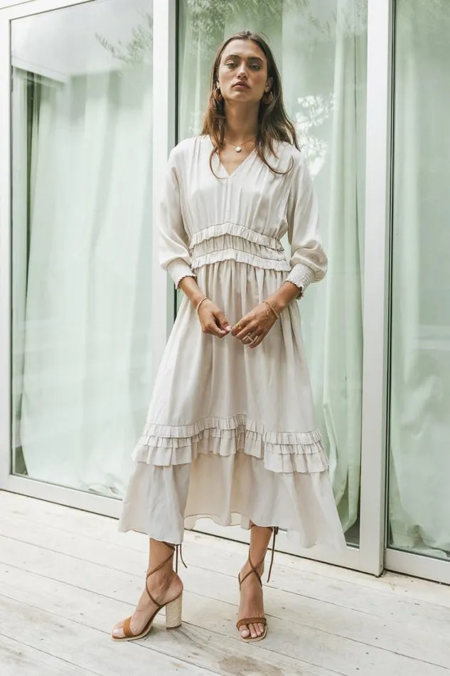 Bohme Dresses Willa Sleeved Ruffle Dress In Ivory Ivory 8211 Women Bohme Dresses Willa Sleeved Ruffle Dress In Ivory Ivory 8211 Women