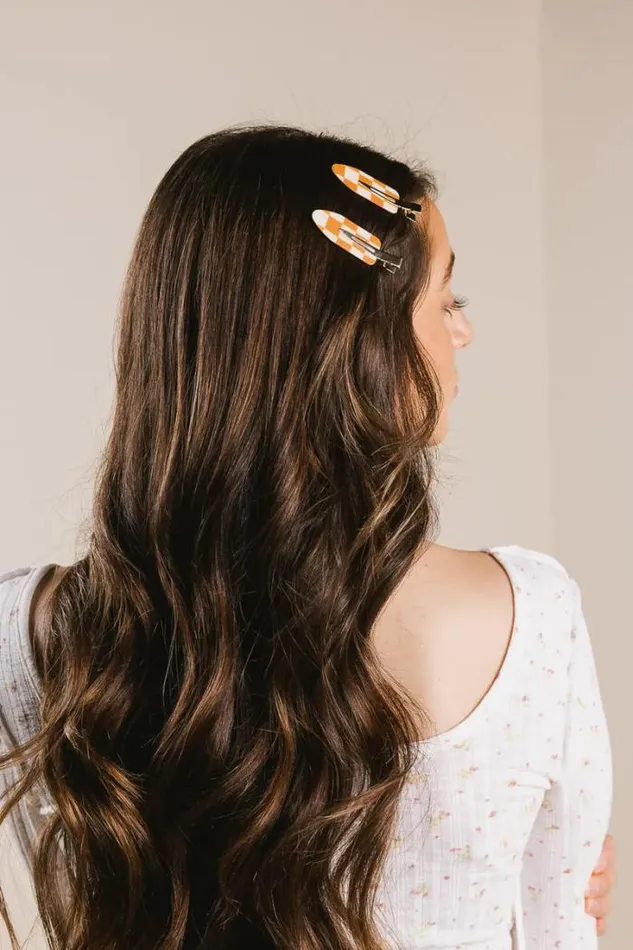 Bohme Hair Accessories Checkered Creaseless Hair Clips In Camel Camel 8211 Women
