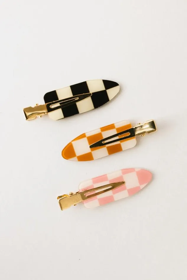 Bohme Hair Accessories Checkered Creaseless Hair Clips In Camel Camel 8211 Women
