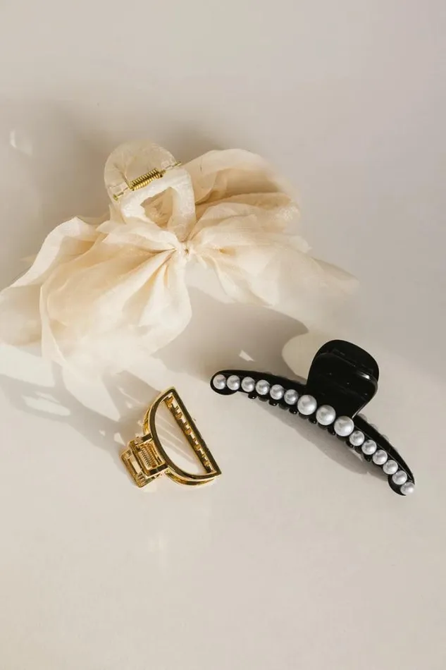 Bohme Hair Accessories Mesh Bow Claw Clip Cream 8211 Women