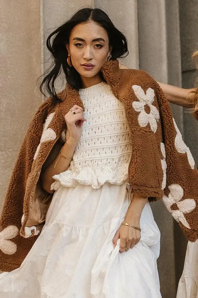 Bohme Outerwear BlankNYC Floral Teddy Jacket In Brown Brown 8211 Women Bohme Outerwear BlankNYC Floral Teddy Jacket In Brown Brown 8211 Women