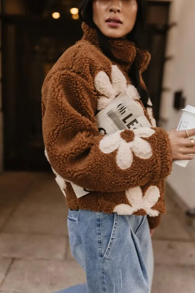Bohme Outerwear BlankNYC Floral Teddy Jacket In Brown Brown 8211 Women Bohme Outerwear BlankNYC Floral Teddy Jacket In Brown Brown 8211 Women