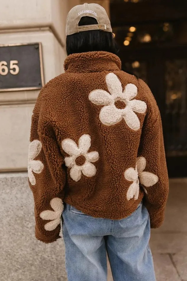 Bohme Outerwear BlankNYC Floral Teddy Jacket In Brown Brown 8211 Women Bohme Outerwear BlankNYC Floral Teddy Jacket In Brown Brown 8211 Women