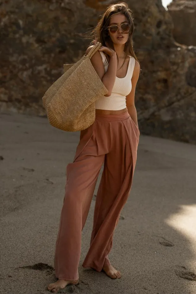 Bohme Pants Katie Wide Leg Pants In Brick Brick 8211 Women