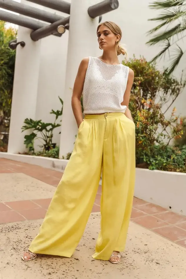 Bohme Pants Nova Wide Leg Pants In Yellow Yellow 8211 Women