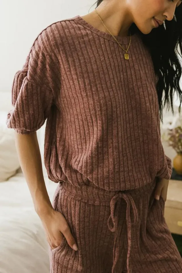 Bohme Sets Keiko Ribbed Top In Mauve 8211 FINAL SALE Mauve 8211 Women Bohme Sets Keiko Ribbed Top In Mauve 8211 FINAL SALE Mauve 8211 Women