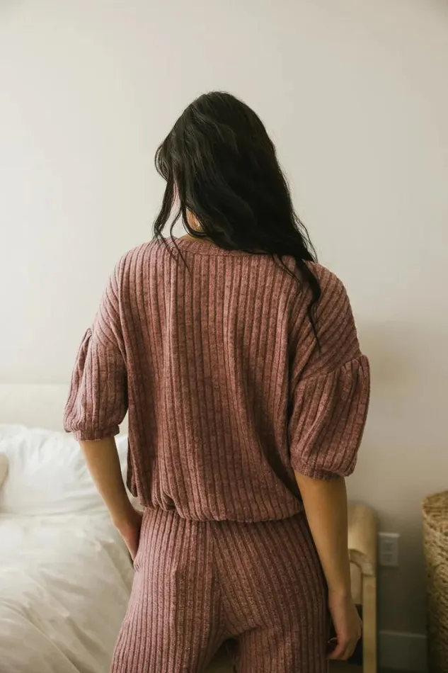 Bohme Sets Keiko Ribbed Top In Mauve 8211 FINAL SALE Mauve 8211 Women Bohme Sets Keiko Ribbed Top In Mauve 8211 FINAL SALE Mauve 8211 Women