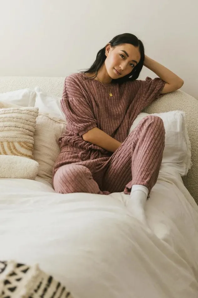 Bohme Sets Keiko Ribbed Top In Mauve 8211 FINAL SALE Mauve 8211 Women Bohme Sets Keiko Ribbed Top In Mauve 8211 FINAL SALE Mauve 8211 Women