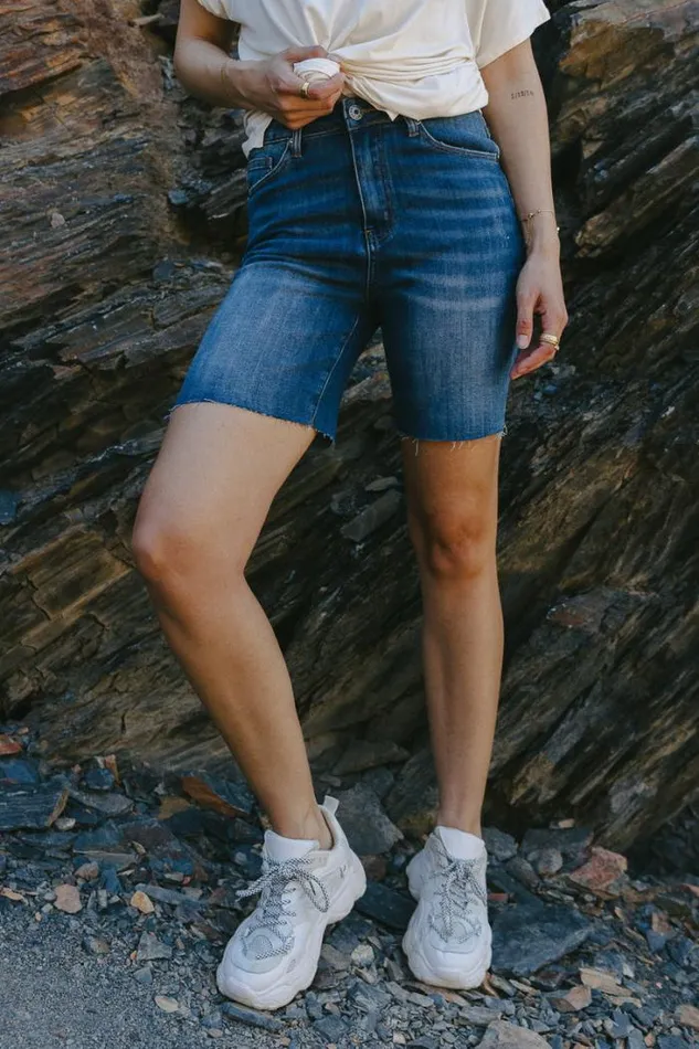 Bohme Shorts Gianna Mid Thigh Shorts Dark Wash 8211 Women