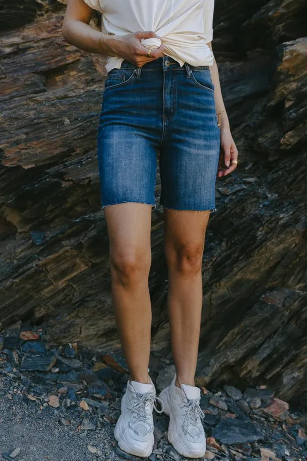 Bohme Shorts Gianna Mid Thigh Shorts Dark Wash 8211 Women Bohme Shorts Gianna Mid Thigh Shorts Dark Wash 8211 Women
