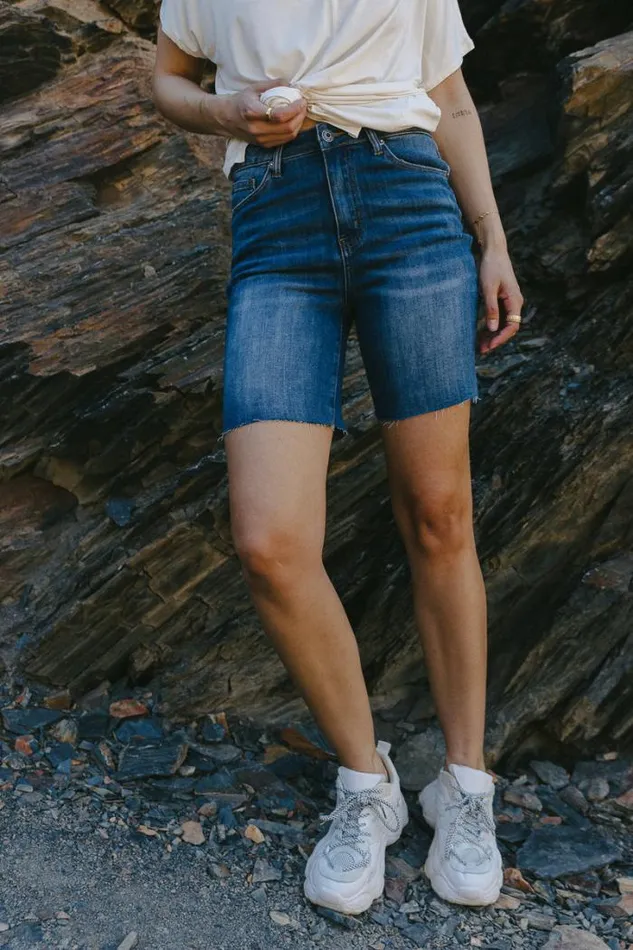 Bohme Shorts Gianna Mid Thigh Shorts Dark Wash 8211 Women Bohme Shorts Gianna Mid Thigh Shorts Dark Wash 8211 Women