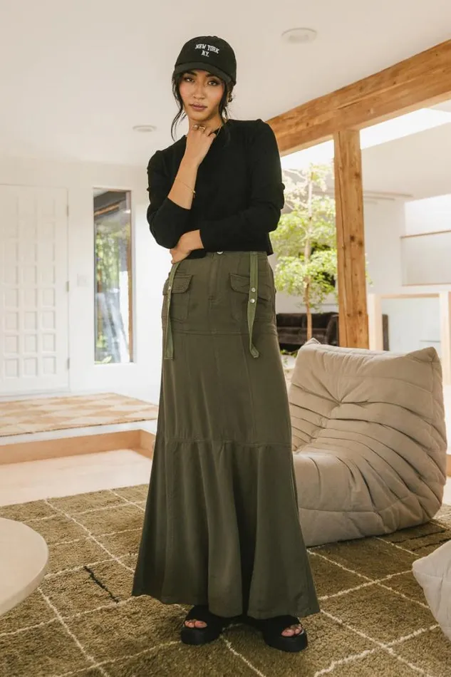 Bohme Skirts Hadlee Utility Maxi Skirt In Olive 8211 FINAL SALE Olive 8211 Women