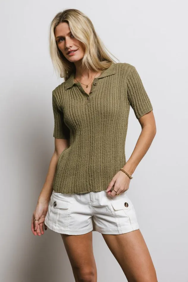 Bohme Sweaters Millie Knit Sweater Top In Olive Olive 8211 Women