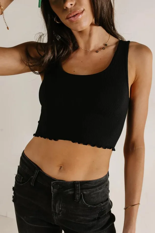 Bohme Tees and Tanks Everleigh Cropped Tank In Black Black 8211 Women