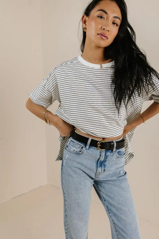 Bohme Tees and Tanks Riley Striped TShirt In Charcoal Charcoal 8211 Women Bohme Tees and Tanks Riley Striped TShirt In Charcoal Charcoal 8211 Women