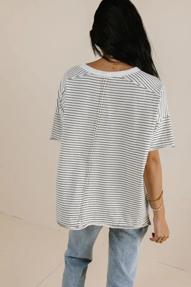 Bohme Tees and Tanks Riley Striped TShirt In Charcoal Charcoal 8211 Women Bohme Tees and Tanks Riley Striped TShirt In Charcoal Charcoal 8211 Women