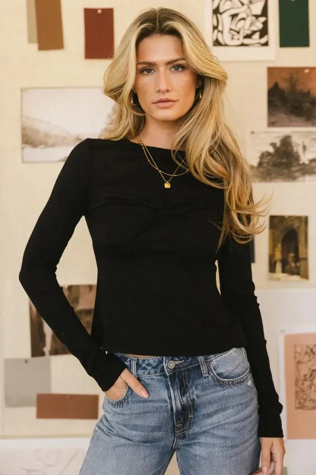 Bohme Tops Ariana Twist Front Top In Black Black 8211 Women