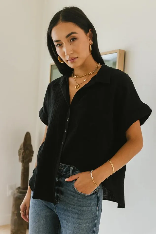Bohme Tops Aurelia Button Up Top In Black 8211 FINAL SALE Black 8211 Women