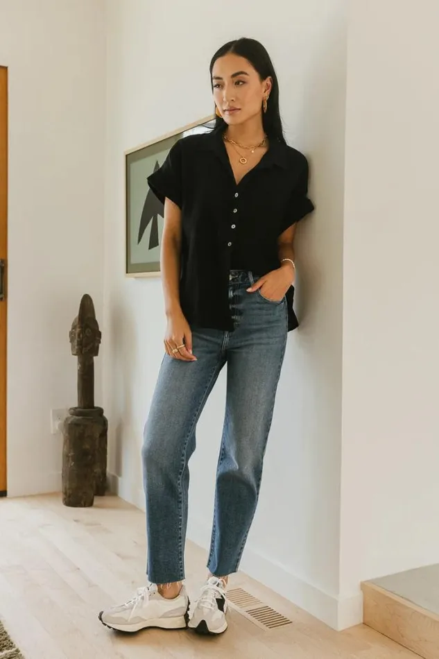 Bohme Tops Aurelia Button Up Top In Black 8211 FINAL SALE Black 8211 Women Bohme Tops Aurelia Button Up Top In Black 8211 FINAL SALE Black 8211 Women