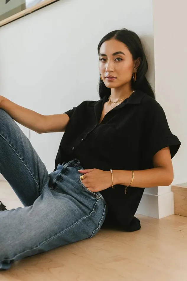 Bohme Tops Aurelia Button Up Top In Black 8211 FINAL SALE Black 8211 Women Bohme Tops Aurelia Button Up Top In Black 8211 FINAL SALE Black 8211 Women