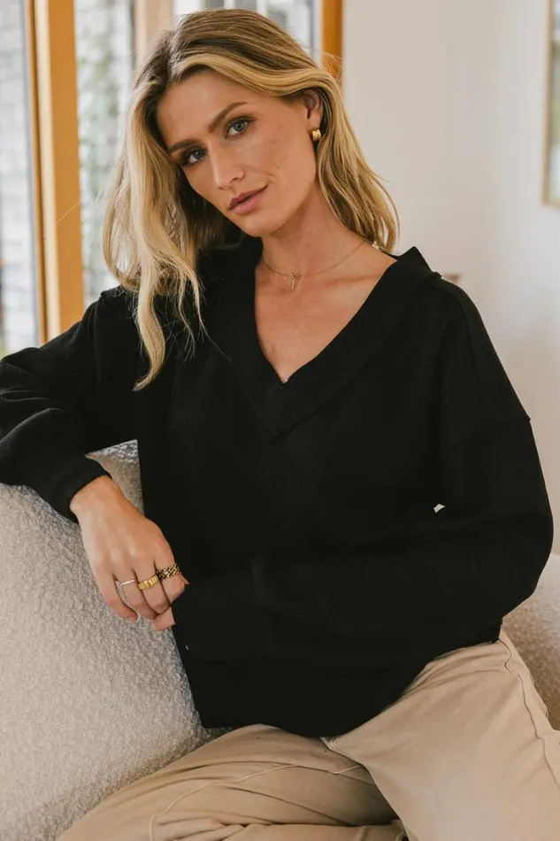 Bohme Tops Cameron VNeck Sweater 8211 FINAL SALE Black 8211 Women