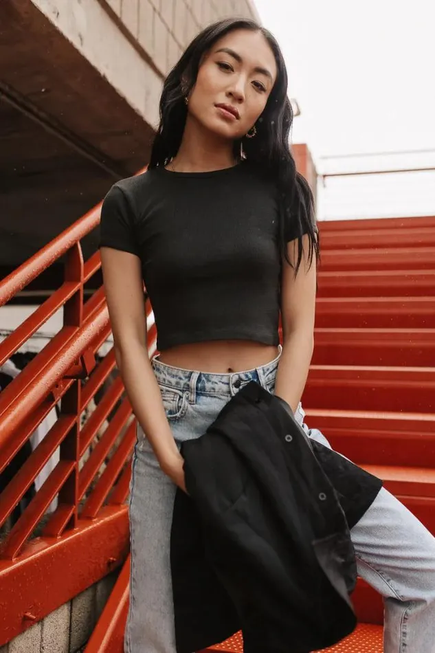 Bohme Tops Dani Waffle Knit Crop Top In Black Black 8211 Women