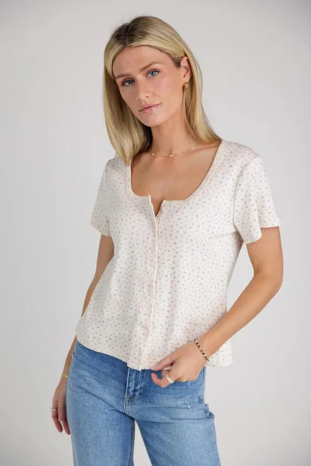Bohme Tops Ditsy Floral Knit Top Cream 8211 Women Bohme Tops Ditsy Floral Knit Top Cream 8211 Women