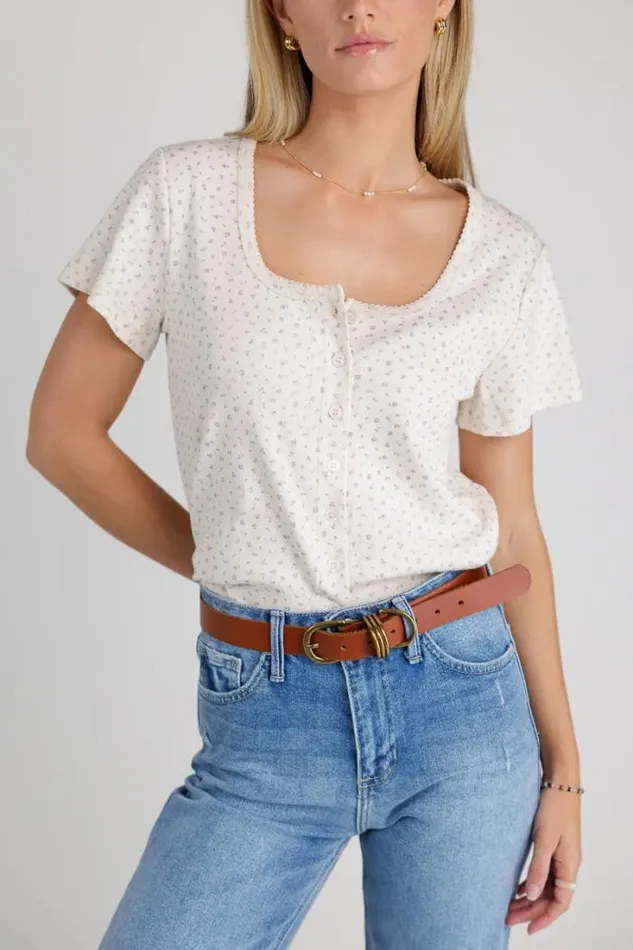 Bohme Tops Ditsy Floral Knit Top Cream 8211 Women Bohme Tops Ditsy Floral Knit Top Cream 8211 Women