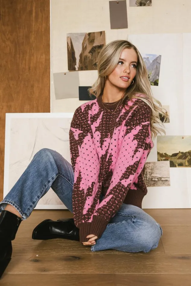 Bohme Tops Felicity Abstract Sweater In Pink Pink 8211 Women