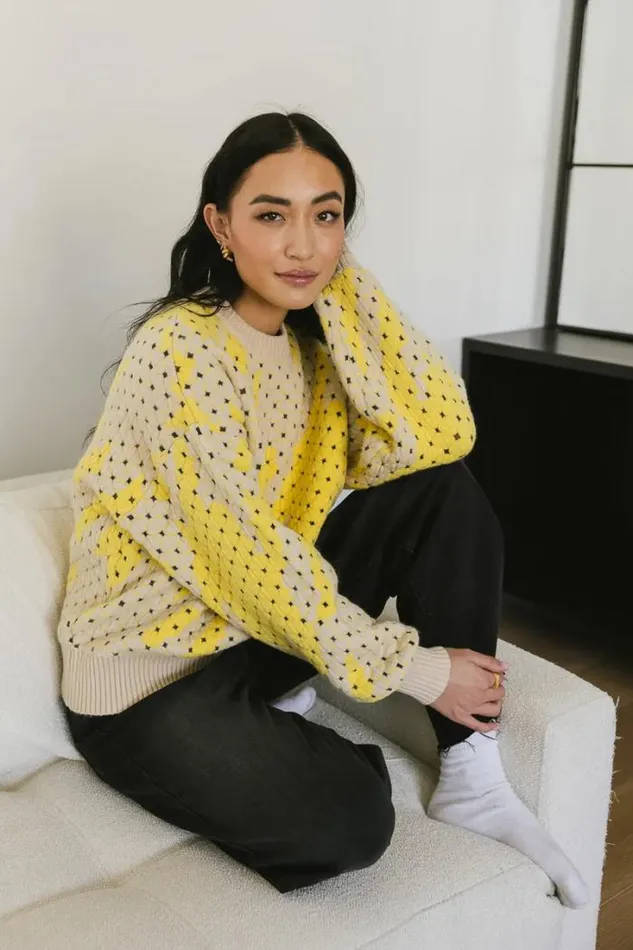 Bohme Tops Felicity Abstract Sweater In Yellow Yellow 8211 Women Bohme Tops Felicity Abstract Sweater In Yellow Yellow 8211 Women