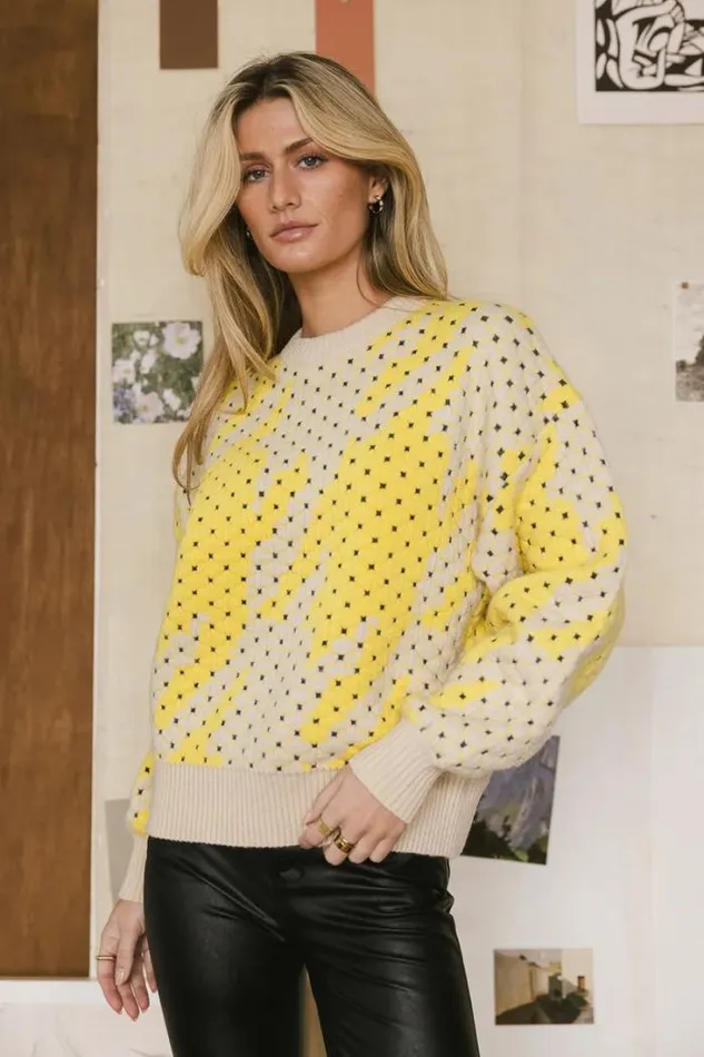Bohme Tops Felicity Abstract Sweater In Yellow Yellow 8211 Women Bohme Tops Felicity Abstract Sweater In Yellow Yellow 8211 Women