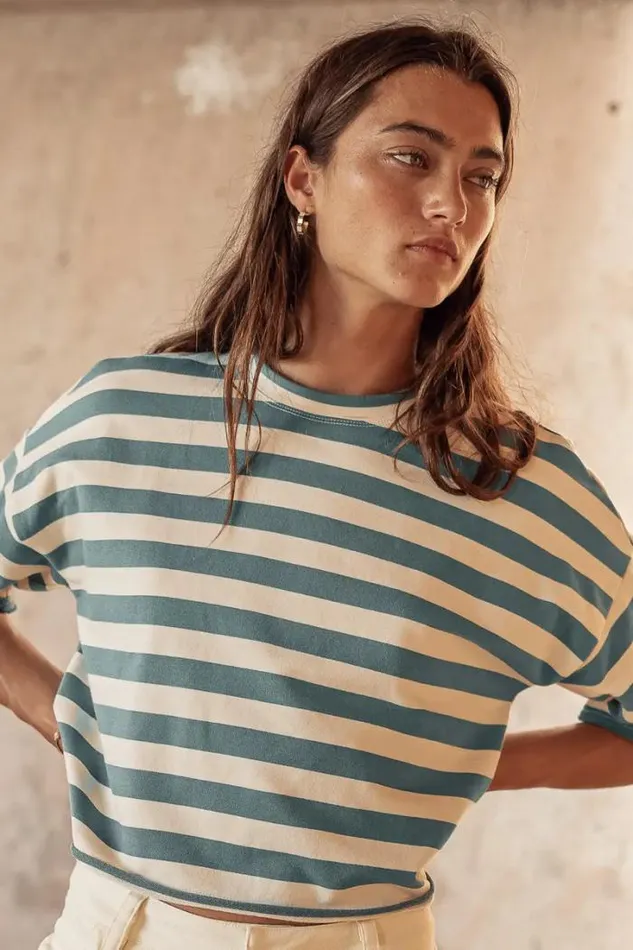 Bohme Tops Felix Striped Top In Teal Teal 8211 Women