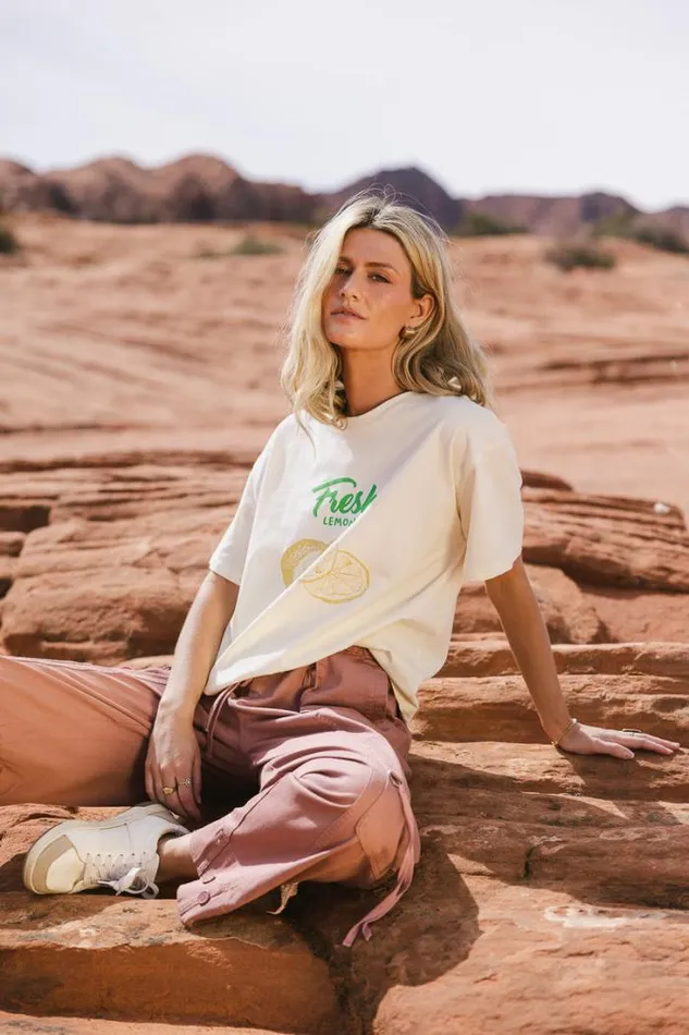 Bohme Tops Fresh Lemons TShirt Cream 8211 Women Bohme Tops Fresh Lemons TShirt Cream 8211 Women