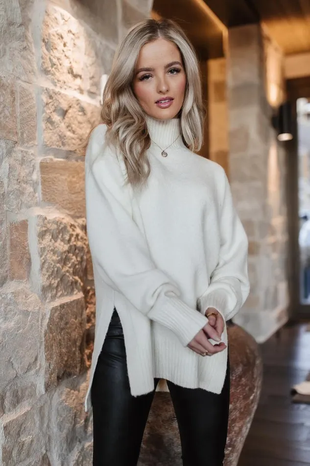 Bohme Tops Gracie High Neck Sweater In Cream Cream 8211 Women