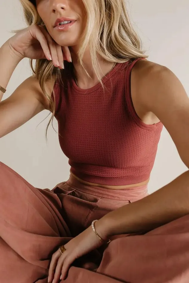 Bohme Tops Ines Waffle Knit Tank In Pink Pink 8211 Women