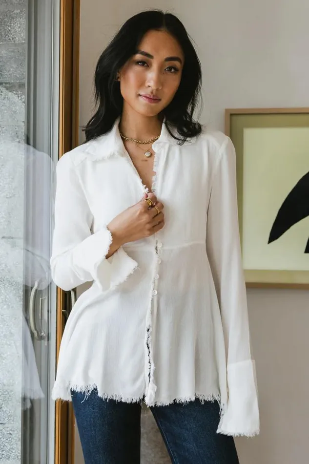 Bohme Tops Jesse Fringe Top In White 8211 FINAL SALE White 8211 Women