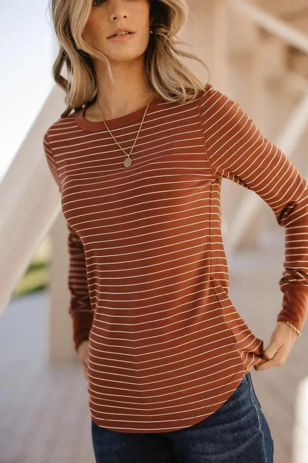 Bohme Tops Kamari Striped Top 8211 FINAL SALE Rust 8211 Women